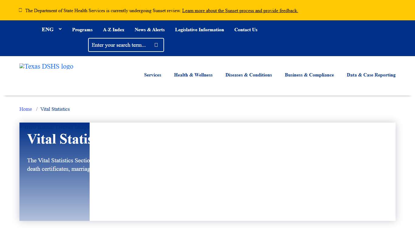 Vital Statistics | Texas DSHS